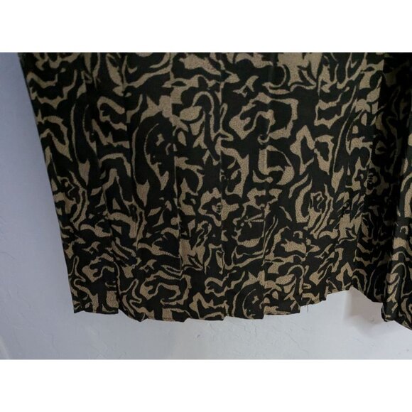 Breli Originals Blk Tan Patterned Dress Button Front Midi Gold Buttons Sz 14 - Picture 10 of 15